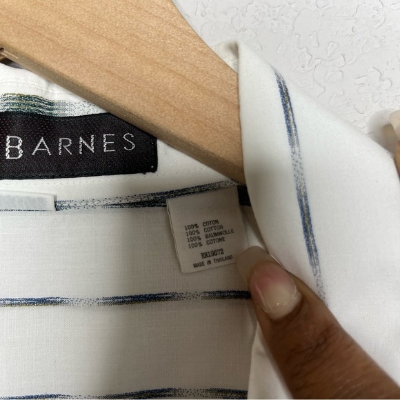 Jhane Barnes Men Dress Shirt 16.5" / 33-34 White Ombre Gray Stripe Large - Picture 11 of 12